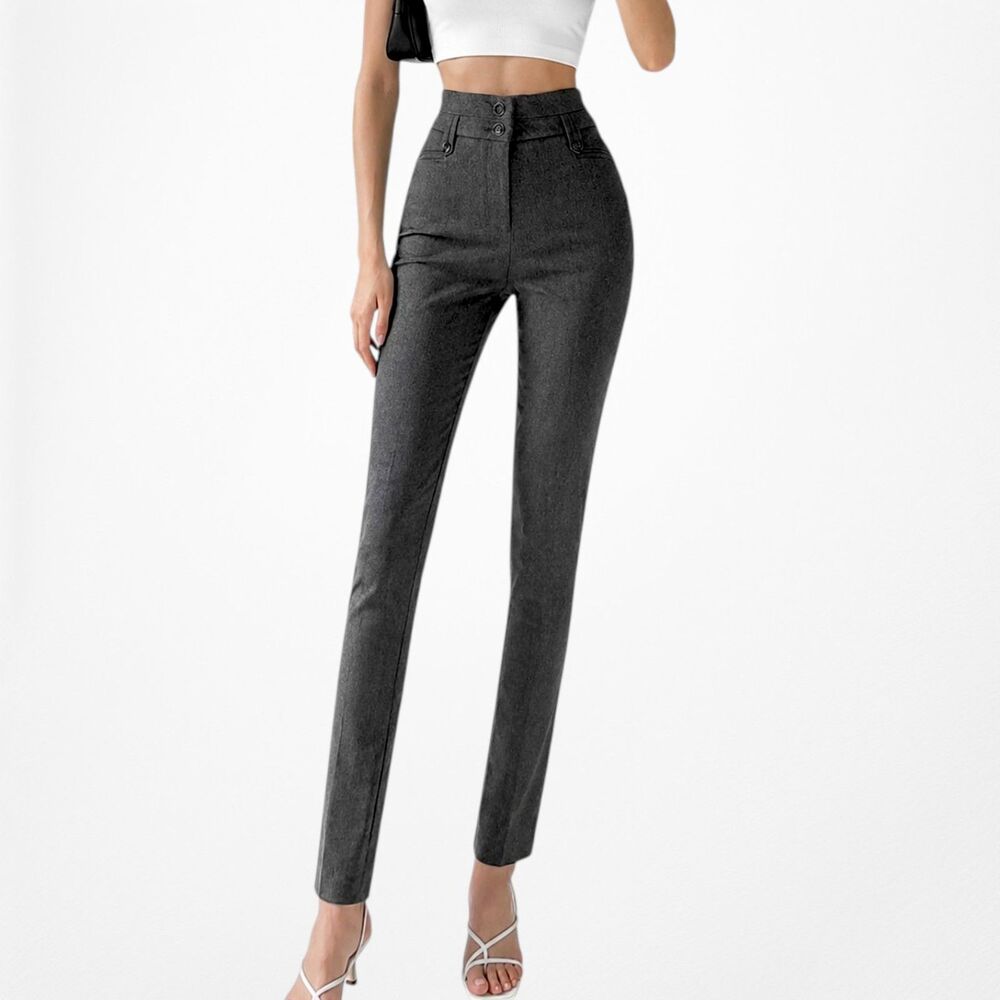 Vintage Y2K 90s Gray High Waisted Skinny Trouser Suit Dress Pants Size S/M
